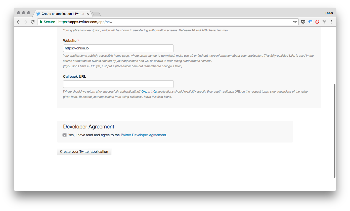 twitter apps create app part 2